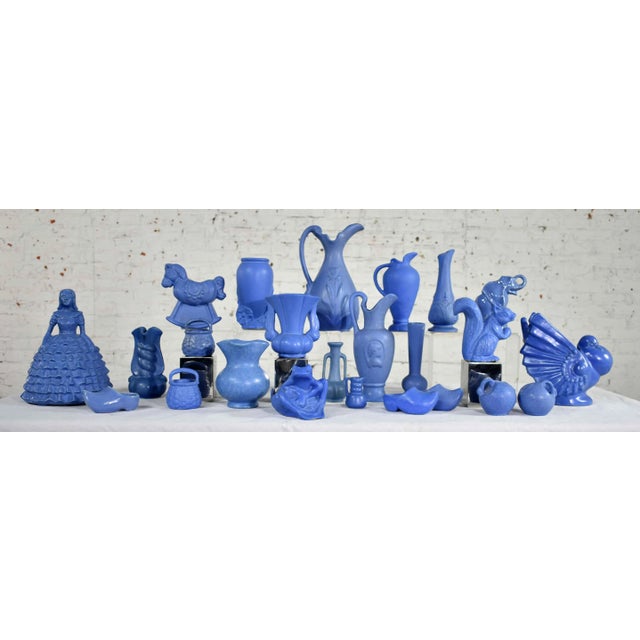 Mid Century Niloak Pottery Blue Vases and Objet d'Art 24 Piece Collection For Sale - Image 13 of 13