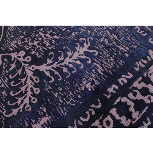 1980s Vintage Persian Navy and Purple Area Rug 9'4" X 12'10" For Sale - Image 9 of 11