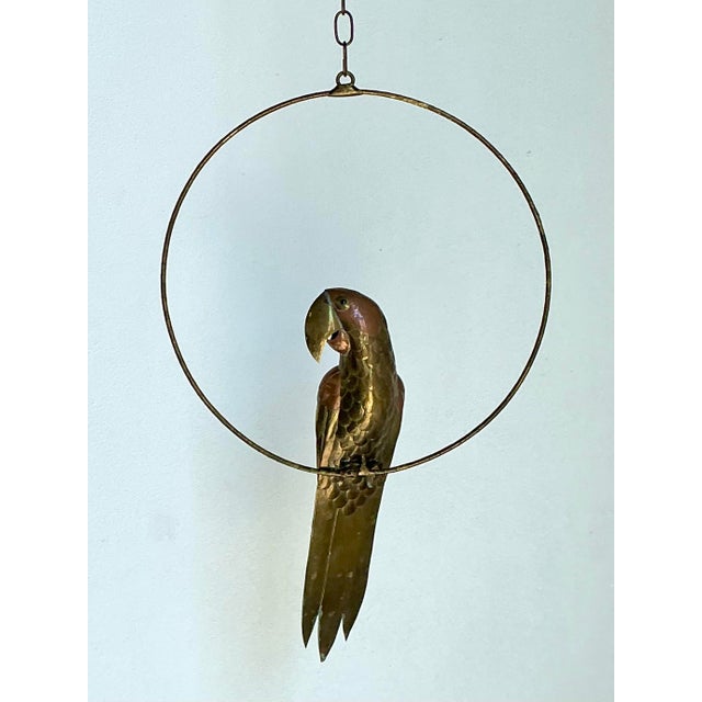 Sergio Bustamante Vintage Hammered Metal Parrot on Ring After Sergio Bustamante For Sale - Image 4 of 12