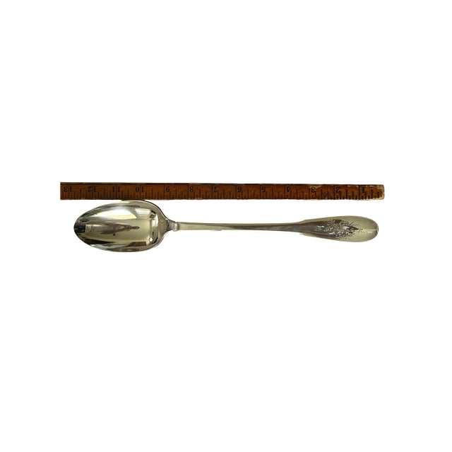 Metal Vintage Gorham Electroplated Hotel Silver "Rochambeau" Stuffing Serving Spoon, 1780 Reproduction With Engraved Jabez Bowen Presentation, 12.5" For Sale - Image 7 of 7