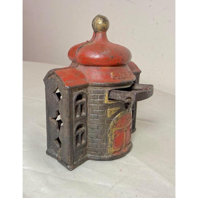 Black Antique 1892 Kyser & Rex Cast Iron Mechanical Still Bank Presto Building 19th C. For Sale - Image 8 of 10