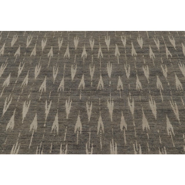 Rug & Kilim Rug & Kilim’s Block Print Rug Design in Brown With Gray Arrow Motifs For Sale - Image 4 of 8