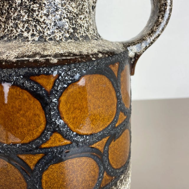 1970s Large Multi-Color Pottery Fat Lava 408-40 Floor Vase from Scheurich, 1970s For Sale - Image 5 of 18