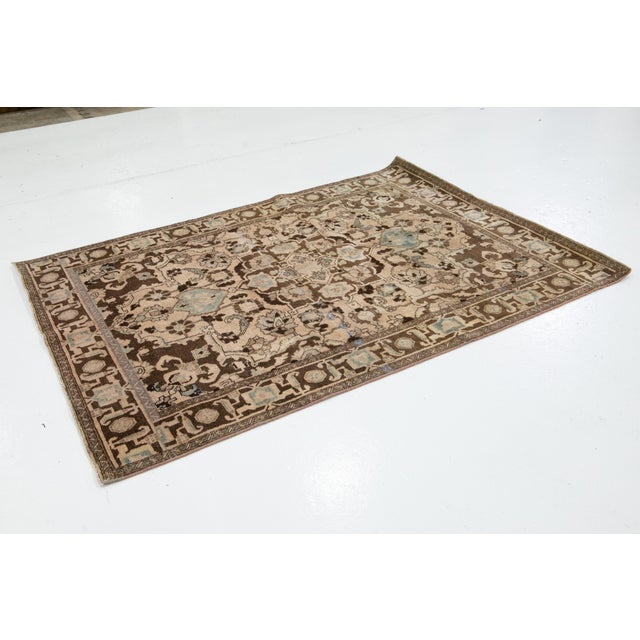 Persian Vintage Persian Scatter Wool Rug in Brown With Medallion Motif For Sale - Image 3 of 8