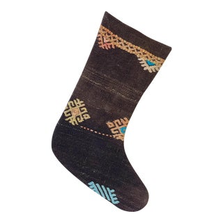 Vintage Turkish Kilim Rug Christmas Stocking For Sale