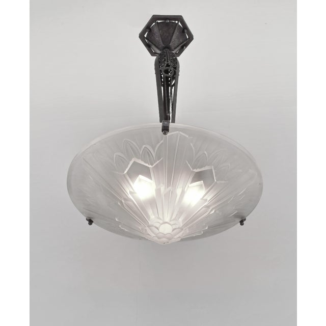 Art Deco French Art Deco Chandelier by Verreries Des Hanots - 1930 France For Sale - Image 3 of 14