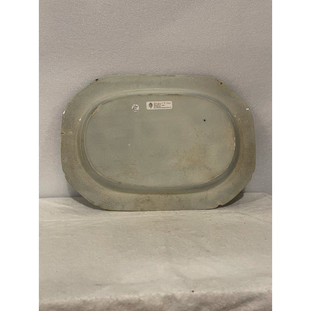 A rare late 18th century Pearlware platter. Blue and white transfer ware. Early version of Blue Willow.