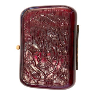 Beautiful Antique Chinese Red Resin Dragon Cigarette Case For Sale