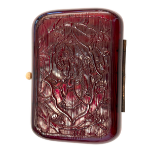 Beautiful Antique Chinese Red Resin Dragon Cigarette Case