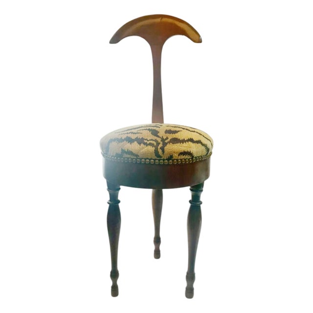 1940s Gio Ponti Attributed Italian Tri Legged Chair With Scalamandré Tiger Velvet For Sale