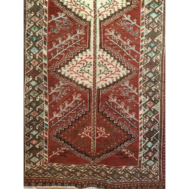 Vintage Shiraz Tribal Area Rug, Hand-Knotted Wool, Geometric Pattern, Burgundy & Ivory, 5x10 For Sale - Image 13 of 18