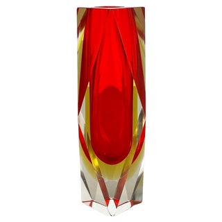 Large Red Murano Glass Sommerso Vase attributed to Flavio Poli, Italy, 1970s For Sale