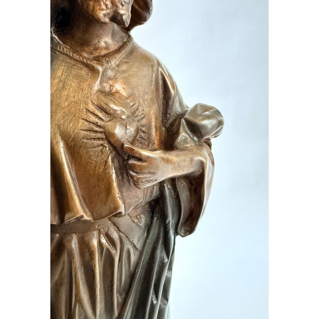 Sacred Heart Jesus Bronze Statue For Sale - Image 4 of 6