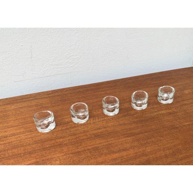 Vintage Scandinavian Ice Glass Candleholders, 1970s, Set of 5 For Sale - Image 3 of 15