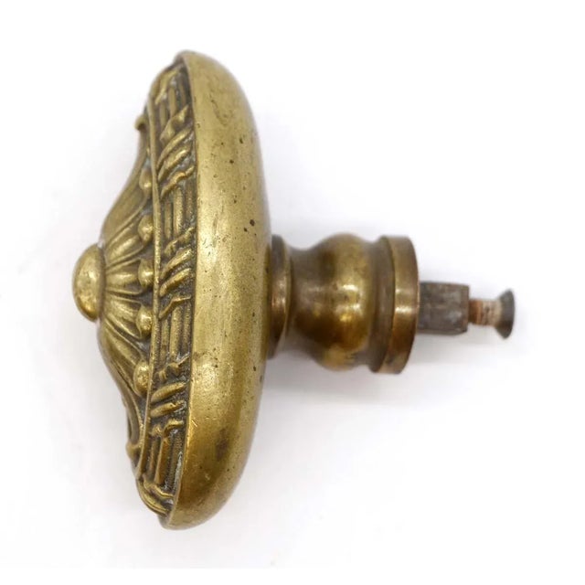1890s Yale & Towne French Renaissance Oval Brass Dummy Door Knob For Sale - Image 4 of 5
