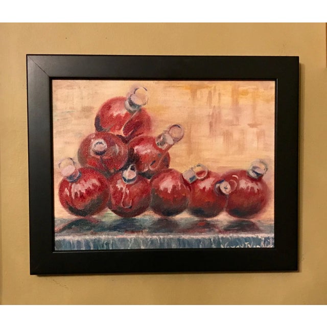Red Fountain Balls, New York City, Original Oil Painting, Holiday Art For Sale - Image 11 of 13