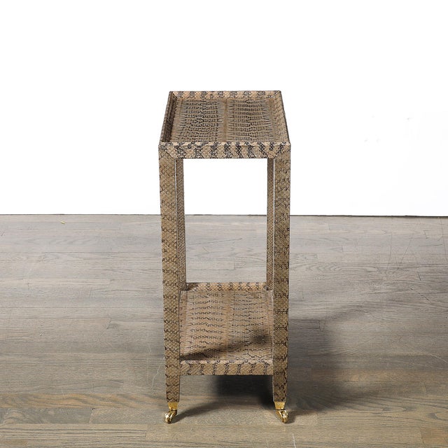 Mid-Century Modernist Python Side Table With Brass Castors by Karl Springer For Sale - Image 13 of 16