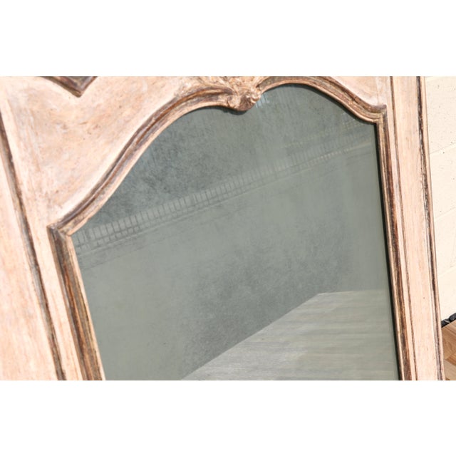 French 1950s Painted Trumeau Wall Mirror With Floral & Instrument Motif | Carved Wood Frame For Sale - Image 11 of 18