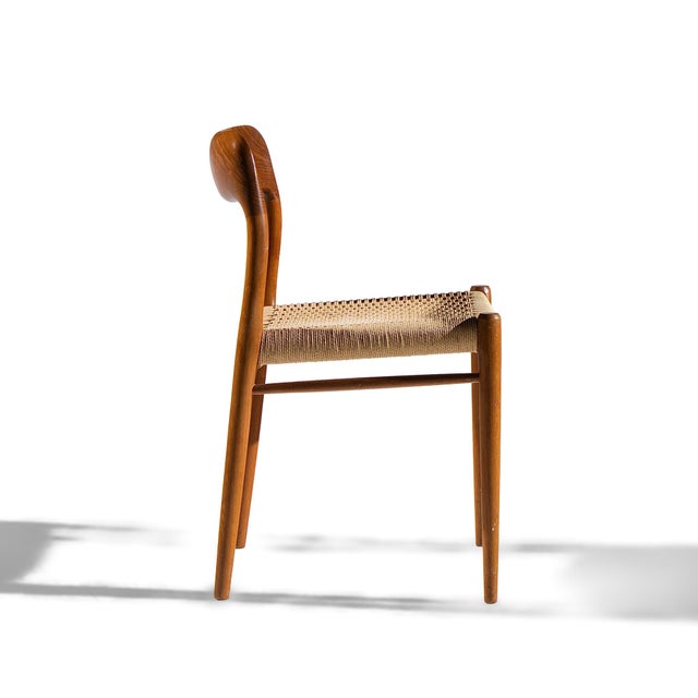 Wood Niels Moller Model 75 Mid Century Danish Teak and Cane Dining Chairs - Set of 4 For Sale - Image 7 of 9