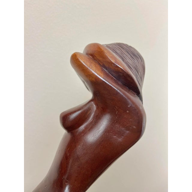 Brown Mid Century Modern Carved Figure Sculpture | in the Style of F. Simeon For Sale - Image 8 of 12