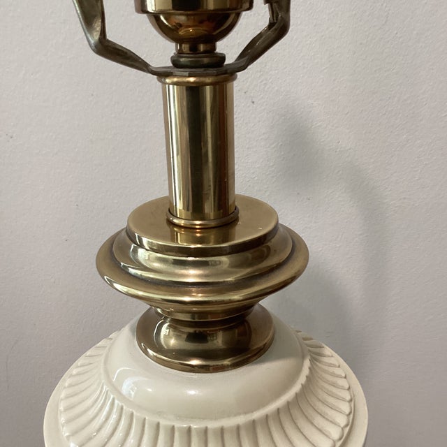 Mid 20th Century Vintage Rare Ethan Allen Art Deco Brass and Enamel Urn Table Lamp Footed Base For Sale - Image 5 of 12