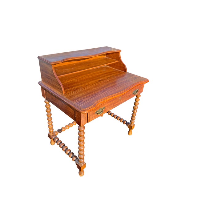 Vintage Desk or Accent Table With Barley Twist Spindle Legs in Henredon Style For Sale - Image 11 of 13