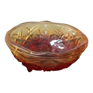 Vintage Jeannette Amberina Patterned Glass Footed Console Bowl