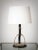 French 1960s Adnet Style Brass Horse Shoe & Black Stitched Leather Desk Lamp, France For Sale - Image 3 of 5