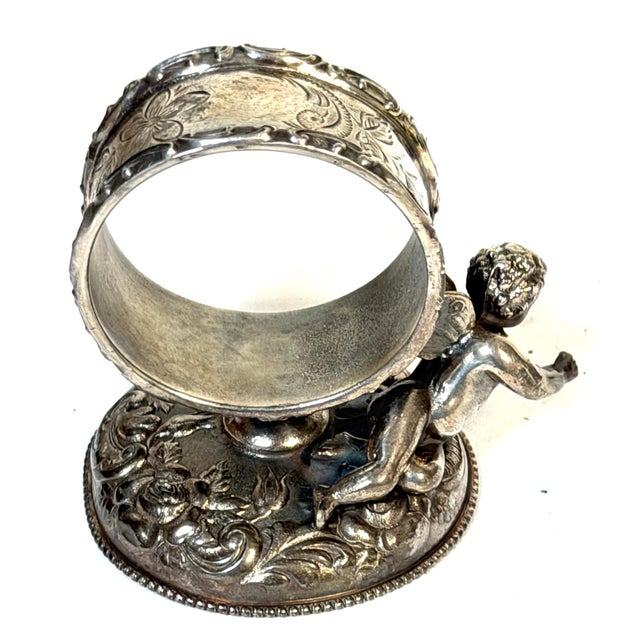 Victorian Figural Winged Cherub Silverplate Napkin Ring by Wilcox Silver Co. For Sale - Image 4 of 8
