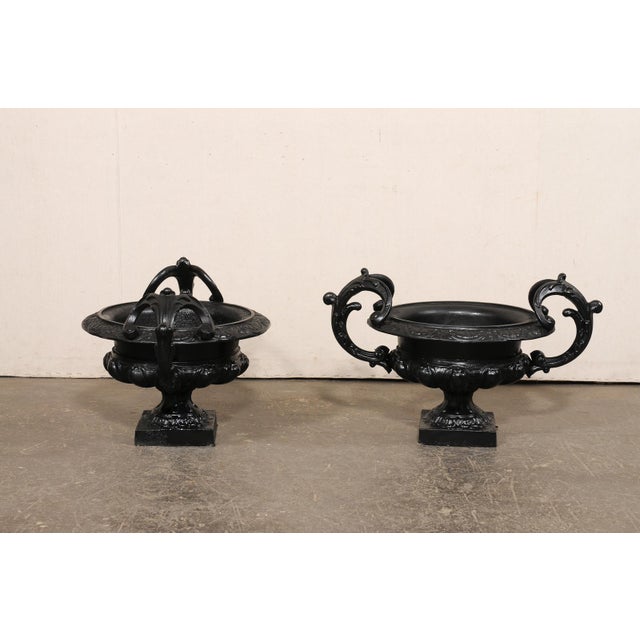 Metal French Cast Iron Urn Planters, Late 19th C. For Sale - Image 7 of 13