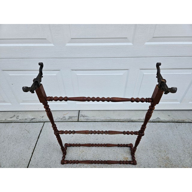 Antique Quilt Rack With Turned Supports and Cast Iron Feet For Sale - Image 11 of 13