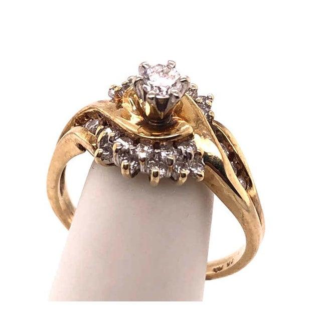 2010s 14 Karat Yellow Gold Engagement Ring 0.55 Total Diamond Weight For Sale - Image 5 of 10