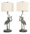 Pair of Maitland-Smith Bronze Monkey Ostrich Table Lamps For Sale