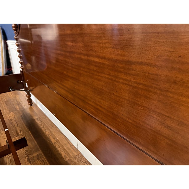 Classic King Size Mahogany Spindle Post Bed by Leighton Hall - Showroom Sample For Sale - Image 11 of 14