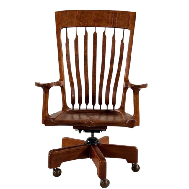 Jim Hammer Walnut High Back Desk Chair, 1970 For Sale - Image 4 of 8
