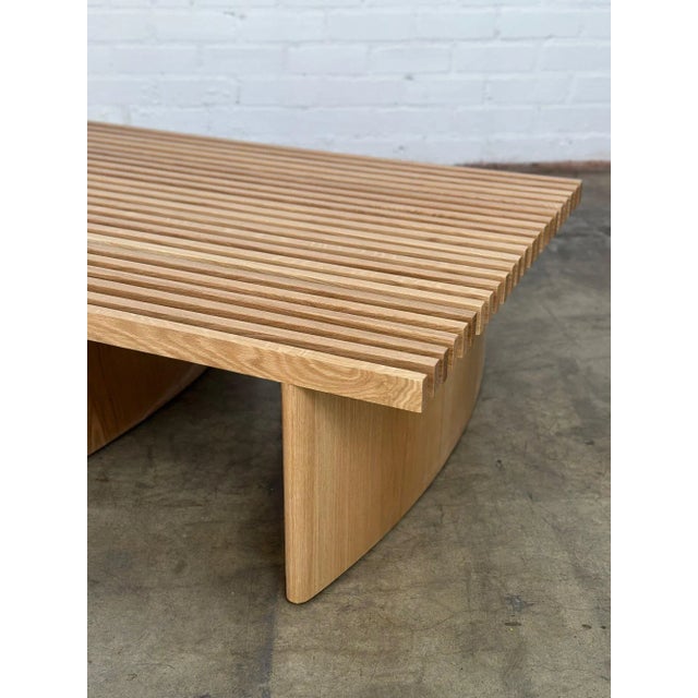 Modern Triple Slat Bench Oval Leg Edition For Sale - Image 4 of 12