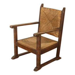 Vintage Brutalist Wooden Armchair For Sale