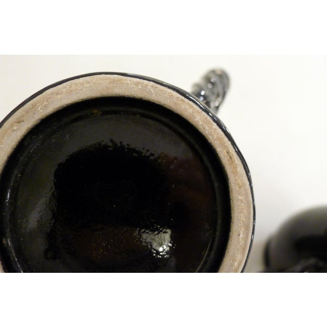 Mid-Century 2-Tone Earthenware Pitchers with Braided Handles by Grandjan-Jourdan for Vallauris, 1950s, Set of 2 For Sale - Image 12 of 14