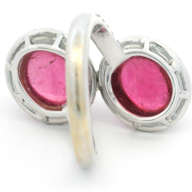Italian 1980s Pink Tourmaline & Diamond 18k White Gold Bypass Ring, Size 6 For Sale - Image 10 of 11