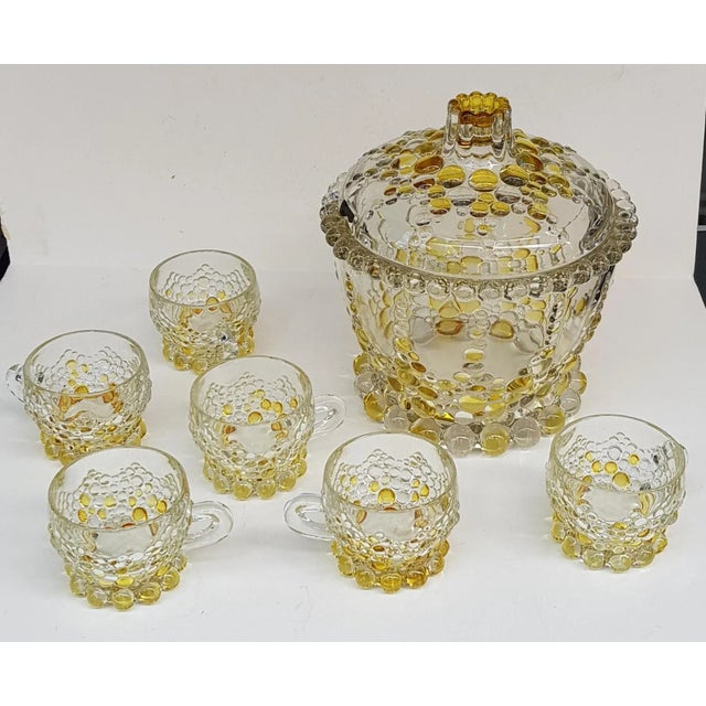 Elaborate Punch Bowl & Drinking Set with Crystal Ladle, Set of 8 For Sale - Image 5 of 5