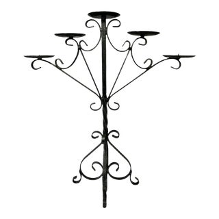 1980s Large Wrought Iron Candelabra For Sale
