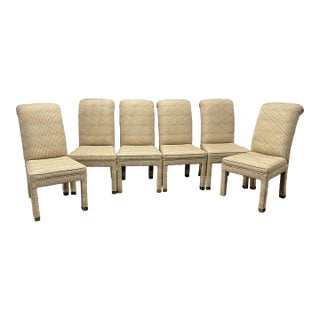 Set of Six Mastercraft Hollywood Regency Style Upholstered Dining Chairs For Sale