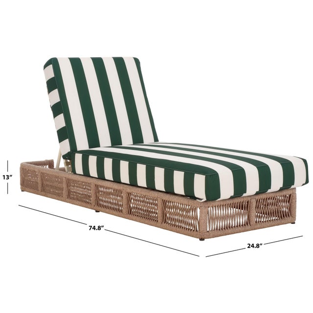 2020s Gillian Chaise Lounge, Heather Tan/Hunter Green Stripe For Sale - Image 5 of 12
