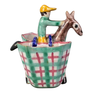 Ics Signed Vintage Italian Pottery Donkey and Rider Figurine Vietri Gambone Era