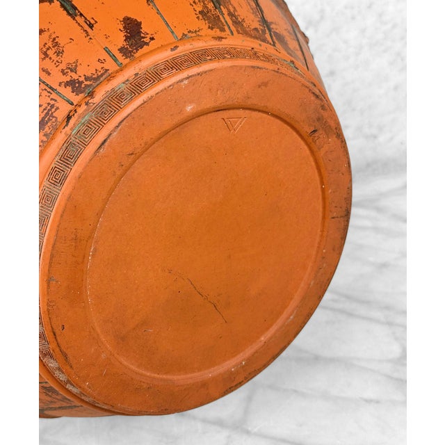 Antique 15" Japanese Red Clay Pottery Dragon Planter Pot Jardiniere For Sale - Image 12 of 12