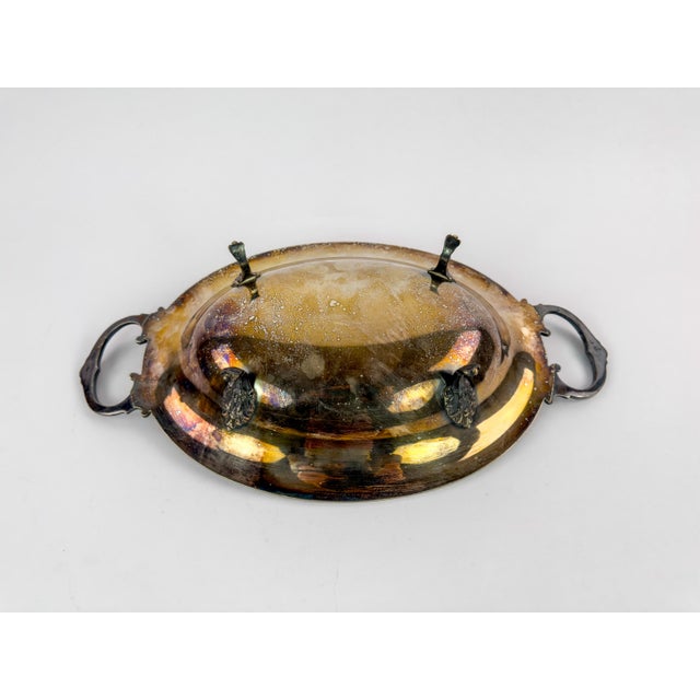 Metal Early 20th Century Silver-Plated Oval Centerpiece Platter With Handles For Sale - Image 7 of 16
