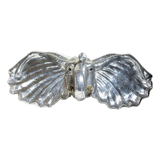 Arthur Court Aluminum Elephant Serving Tray Safari Barware Platter For Sale