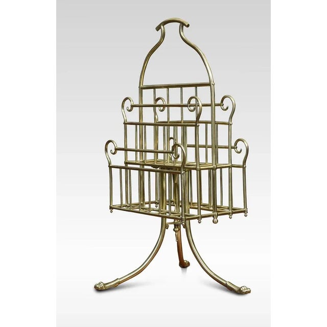 Vintage Brass Magazine Rack For Sale - Image 5 of 5