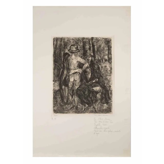 Two Figures is a Lithograph on ivory-colored paper realized by Luc Albert Moreau in 1927. The artwork is in good...