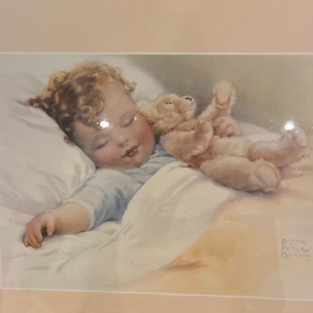 Bessie Peace Gutmann “Sweet Dreams” Lithograph Framed in Wooden Frame For Sale In Las Vegas - Image 6 of 12